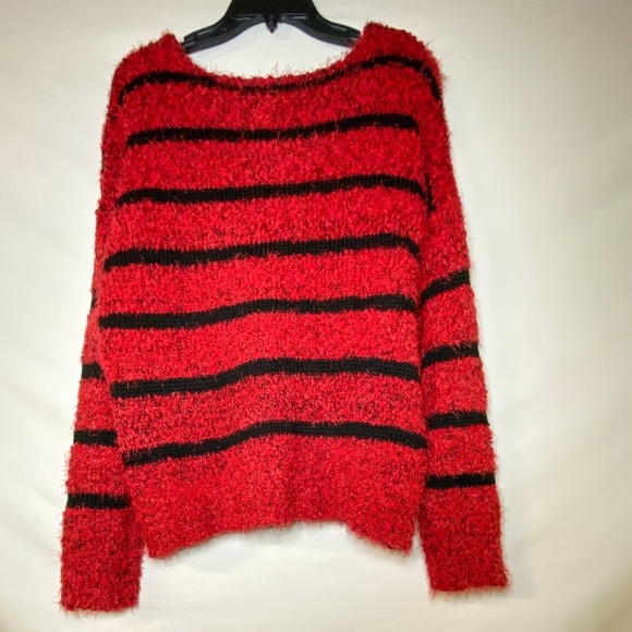 Relatively Sweaters - Relatively Red and Black Fuzzy Sweater